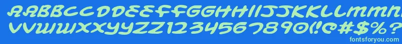 MagicBeansExpandedItalic Font – Green Fonts on Blue Background