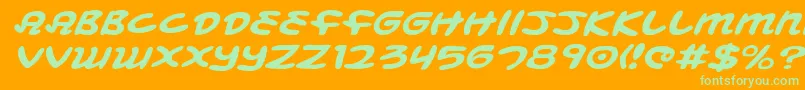 MagicBeansExpandedItalic-fontti – vihreät fontit oranssilla taustalla