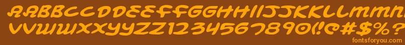 フォントMagicBeansExpandedItalic – オレンジ色の文字が茶色の背景にあります。