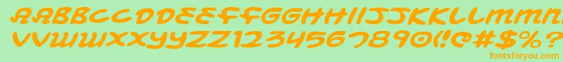 MagicBeansExpandedItalic-Schriftart – Orangefarbene Schriften auf grünem Hintergrund