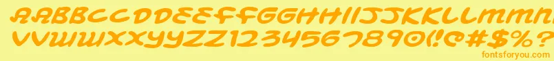 MagicBeansExpandedItalic-fontti – oranssit fontit keltaisella taustalla