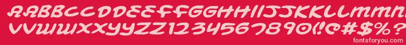 MagicBeansExpandedItalic-Schriftart – Rosa Schriften auf rotem Hintergrund