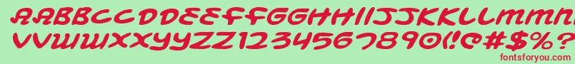 MagicBeansExpandedItalic Font – Red Fonts on Green Background