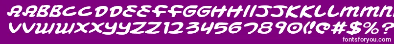 MagicBeansExpandedItalic-fontti – valkoiset fontit violetilla taustalla