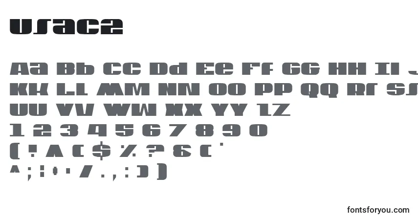 A fonte Usac2 – alfabeto, números, caracteres especiais