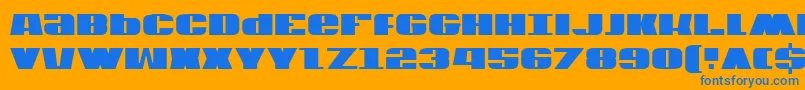 Usac2-Schriftart – Blaue Schriften auf orangefarbenem Hintergrund