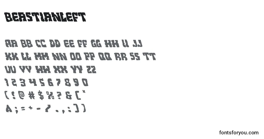 Schriftart Beastianleft – Alphabet, Zahlen, spezielle Symbole