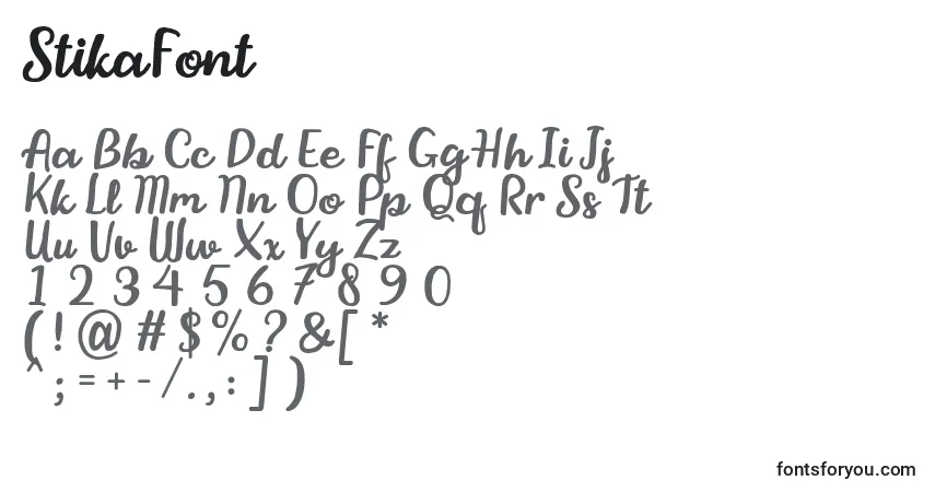 Czcionka StikaFont – alfabet, cyfry, specjalne znaki