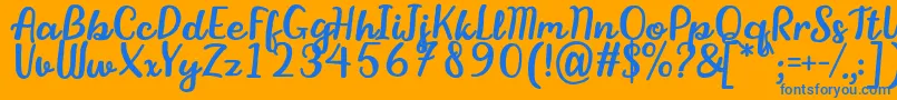 StikaFont-Schriftart – Blaue Schriften auf orangefarbenem Hintergrund