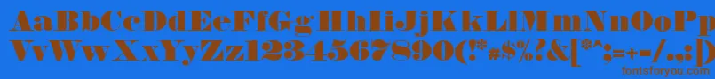 フォントFetteBauerscheAntiqua – 茶色の文字が青い背景にあります。