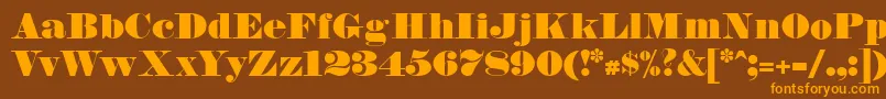 FetteBauerscheAntiqua-Schriftart – Orangefarbene Schriften auf braunem Hintergrund