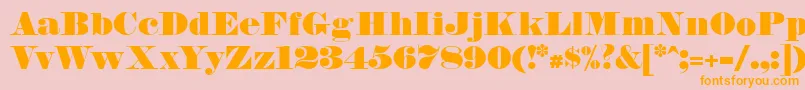 FetteBauerscheAntiqua-Schriftart – Orangefarbene Schriften auf rosa Hintergrund