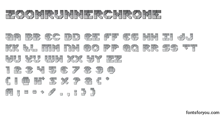 Schriftart Zoomrunnerchrome – Alphabet, Zahlen, spezielle Symbole