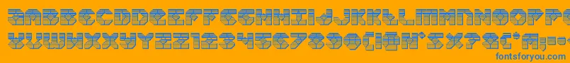 Zoomrunnerchrome-Schriftart – Blaue Schriften auf orangefarbenem Hintergrund