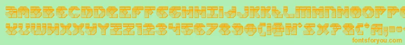 Zoomrunnerchrome-Schriftart – Orangefarbene Schriften auf grünem Hintergrund