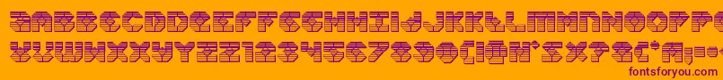 Zoomrunnerchrome-Schriftart – Violette Schriften auf orangefarbenem Hintergrund