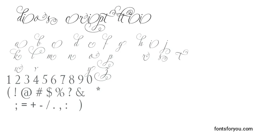 Шрифт AdiosScriptAltIii – алфавит, цифры, специальные символы