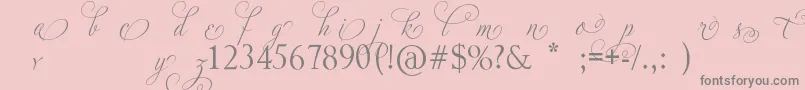 AdiosScriptAltIii-Schriftart – Graue Schriften auf rosa Hintergrund