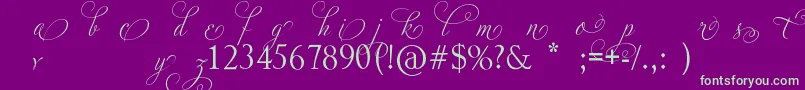 AdiosScriptAltIii Font – Green Fonts on Purple Background