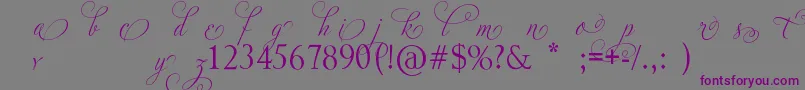 AdiosScriptAltIii-Schriftart – Violette Schriften auf grauem Hintergrund