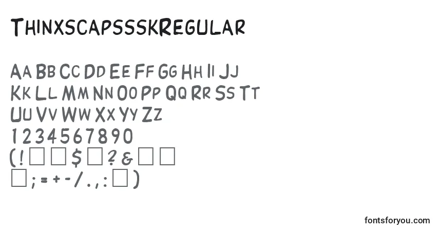 Czcionka ThinxscapssskRegular – alfabet, cyfry, specjalne znaki
