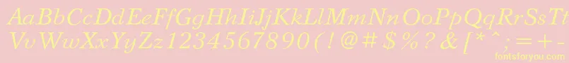 SvetlanacItalic-Schriftart – Gelbe Schriften auf rosa Hintergrund