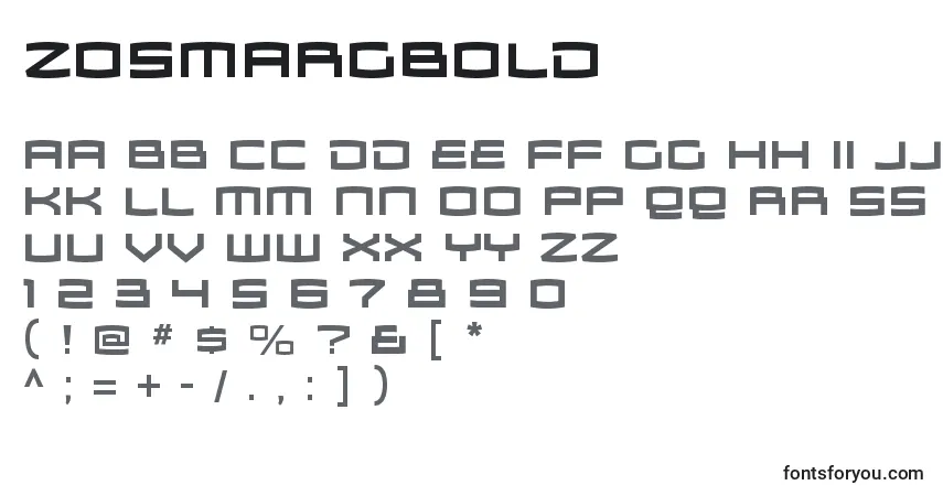 Czcionka ZosmargBold – alfabet, cyfry, specjalne znaki