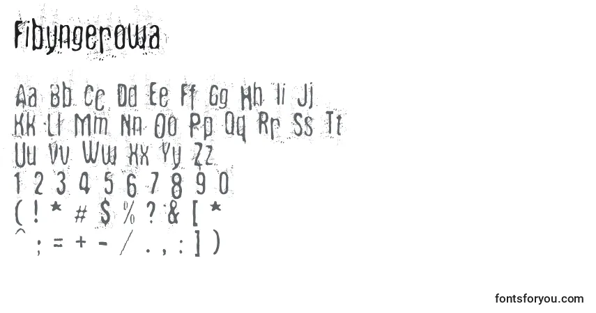 Schriftart Fibyngerowa – Alphabet, Zahlen, spezielle Symbole