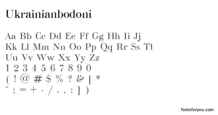 Шрифт Ukrainianbodoni – алфавит, цифры, специальные символы