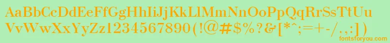Ukrainianbodoni-Schriftart – Orangefarbene Schriften auf grünem Hintergrund