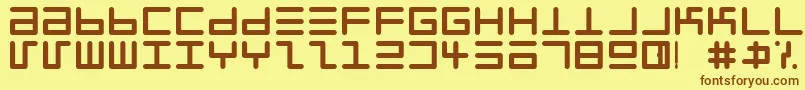 フォントEppyEvansRound – 茶色の文字が黄色の背景にあります。