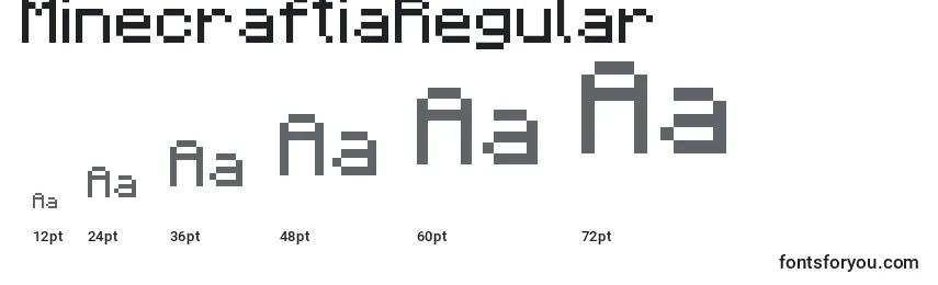 Размеры шрифта MinecraftiaRegular