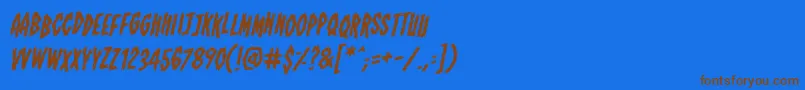 フォントShallowgravebbItal – 茶色の文字が青い背景にあります。