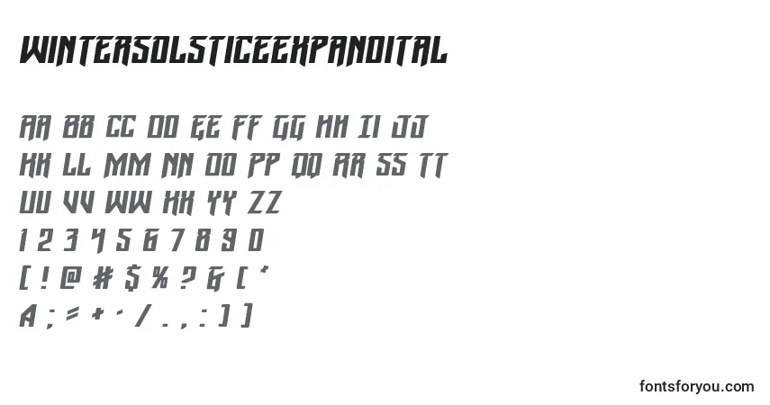 Шрифт Wintersolsticeexpandital – алфавит, цифры, специальные символы