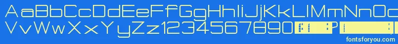 EurostealBigCaps Font – Yellow Fonts on Blue Background