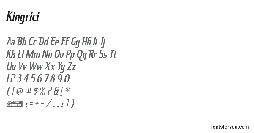 Шрифт Kingrici – алфавит, цифры, специальные символы