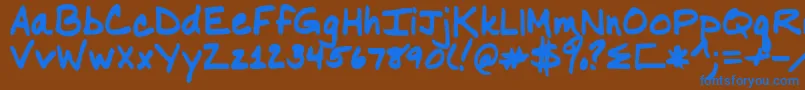 フォントNancyyoff – 茶色の背景に青い文字