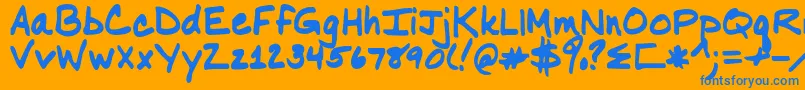 Nancyyoff Font – Blue Fonts on Orange Background