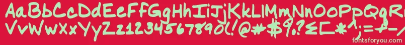 Nancyyoff Font – Green Fonts on Red Background
