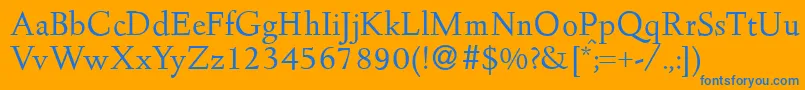 フォントD690RomanRegular – オレンジの背景に青い文字