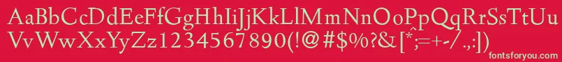 フォントD690RomanRegular – 赤い背景に緑の文字