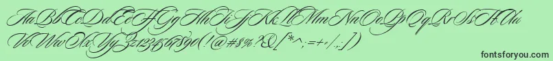 SloopScriptthree-fontti – mustat fontit vihreällä taustalla