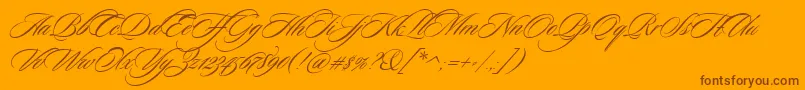 SloopScriptthree-Schriftart – Braune Schriften auf orangefarbenem Hintergrund