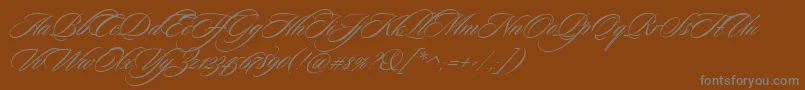 SloopScriptthree-Schriftart – Graue Schriften auf braunem Hintergrund