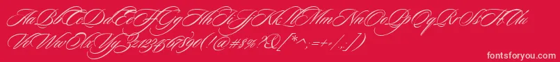SloopScriptthree-Schriftart – Rosa Schriften auf rotem Hintergrund