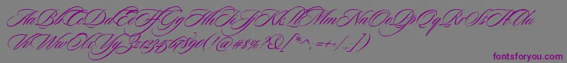 SloopScriptthree-Schriftart – Violette Schriften auf grauem Hintergrund