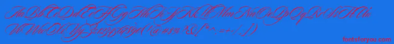 SloopScriptthree Font – Red Fonts on Blue Background