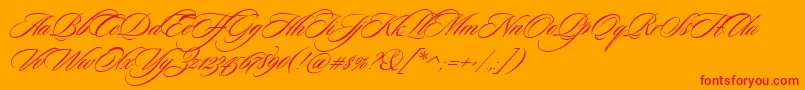 SloopScriptthree Font – Red Fonts on Orange Background