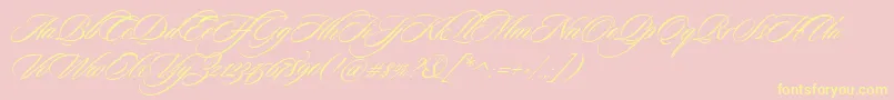 SloopScriptthree-Schriftart – Gelbe Schriften auf rosa Hintergrund
