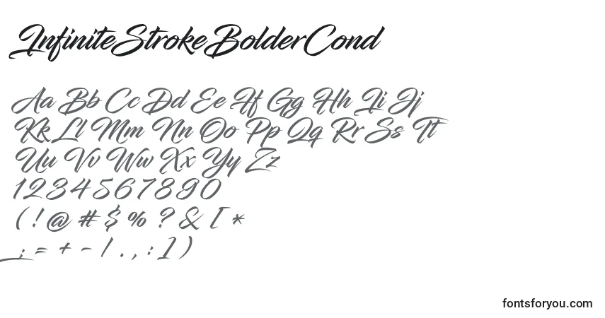 A fonte InfiniteStrokeBolderCond – alfabeto, números, caracteres especiais